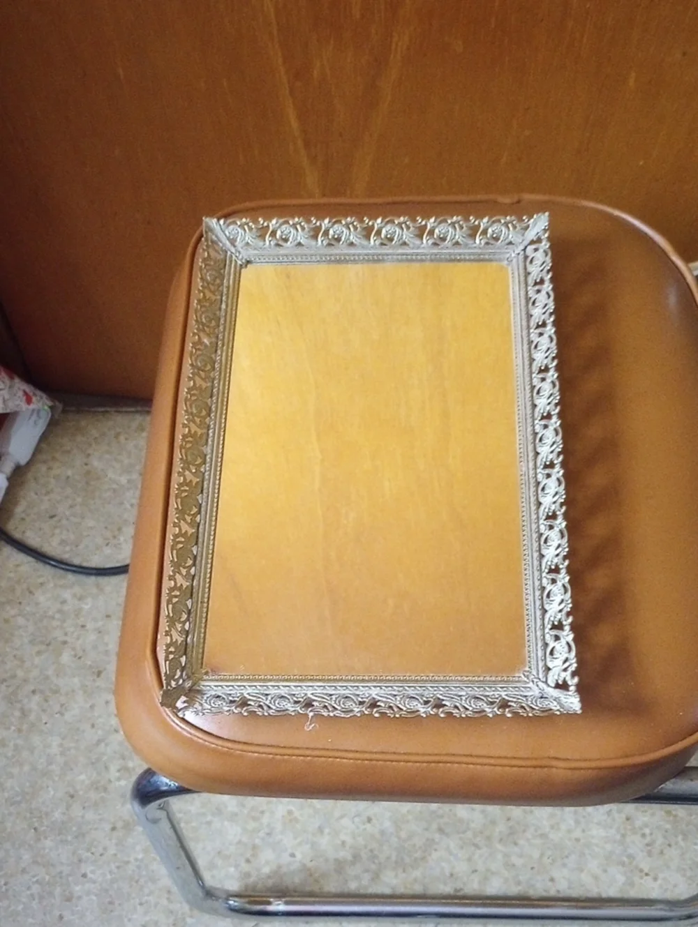 Classic Traditional Vintage 14.5 x 9.5 In Mirrored Vanity Tray w/ Ornate Design
